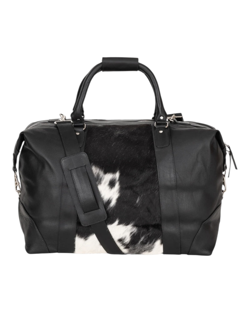 'Outback' Cowhide Weekender Duffle Bag - Black