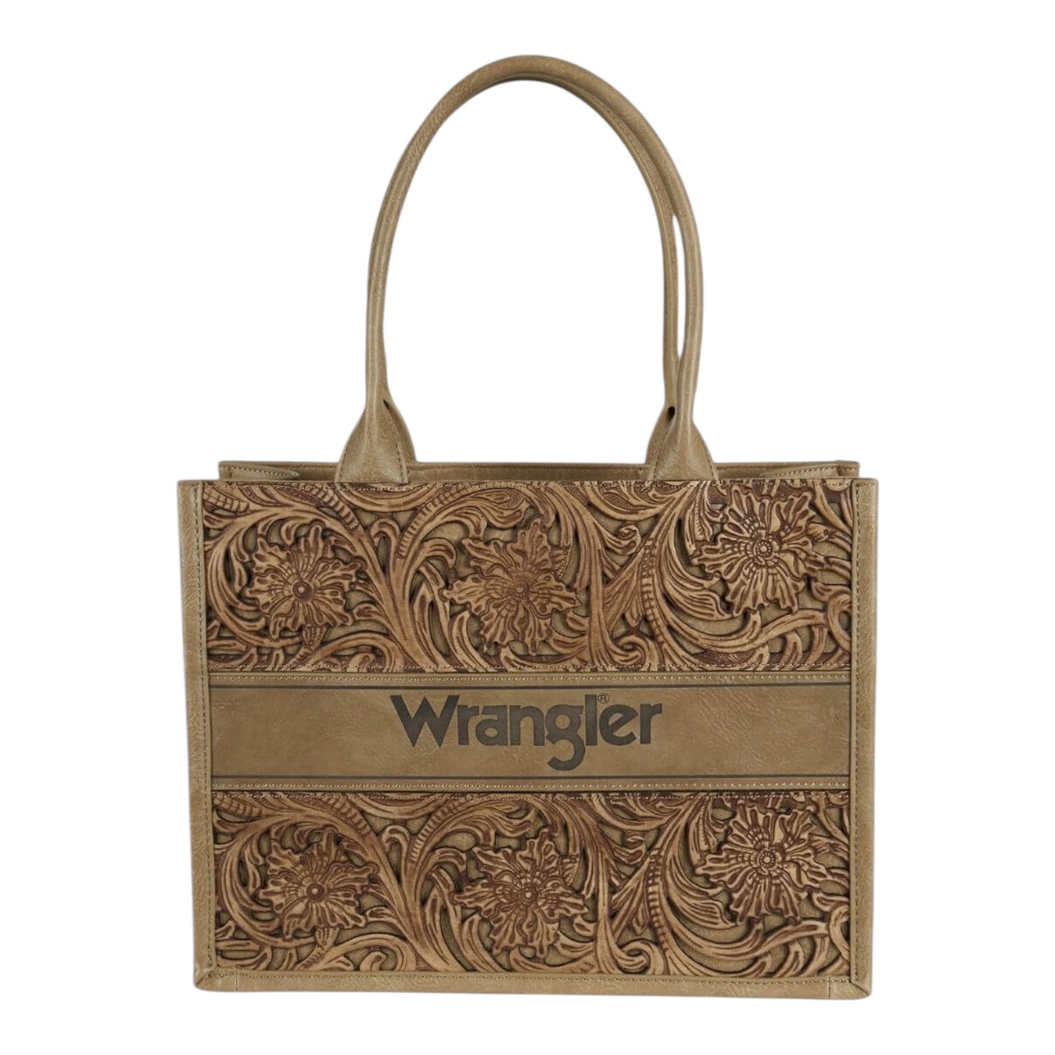 Wrangler 'Carly' Tooled Tote Bag - Tan