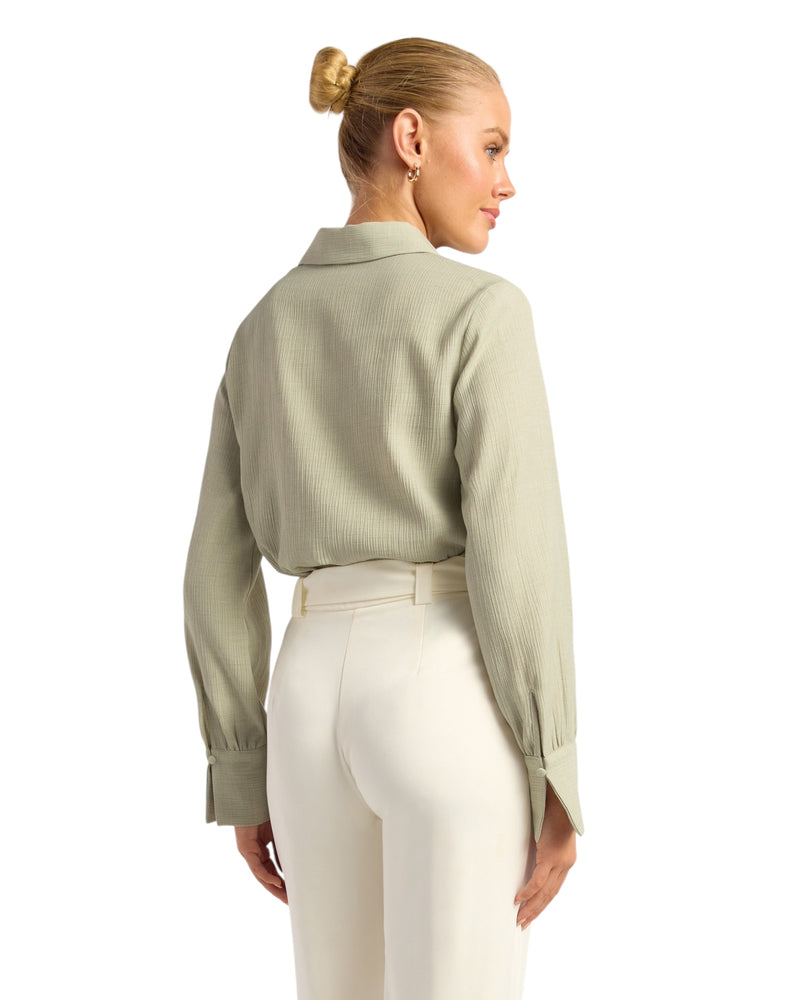 'Ruby' Collared Blouse - Sage