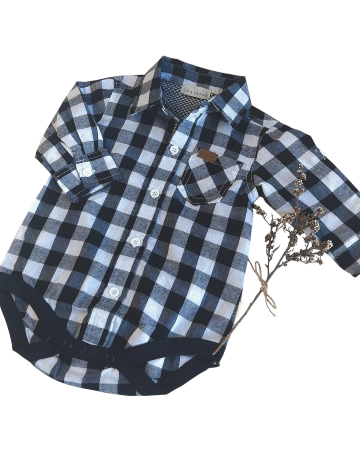 Baby Boys Dress Shirt Romper - Navy Check