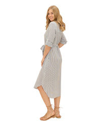 'Jenny' Stripe Shirt Dress - Grey