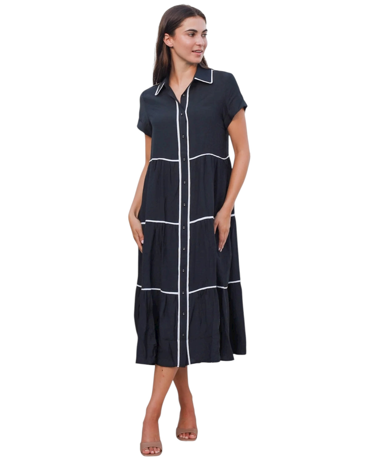 'Alina' Midi Dress - Black