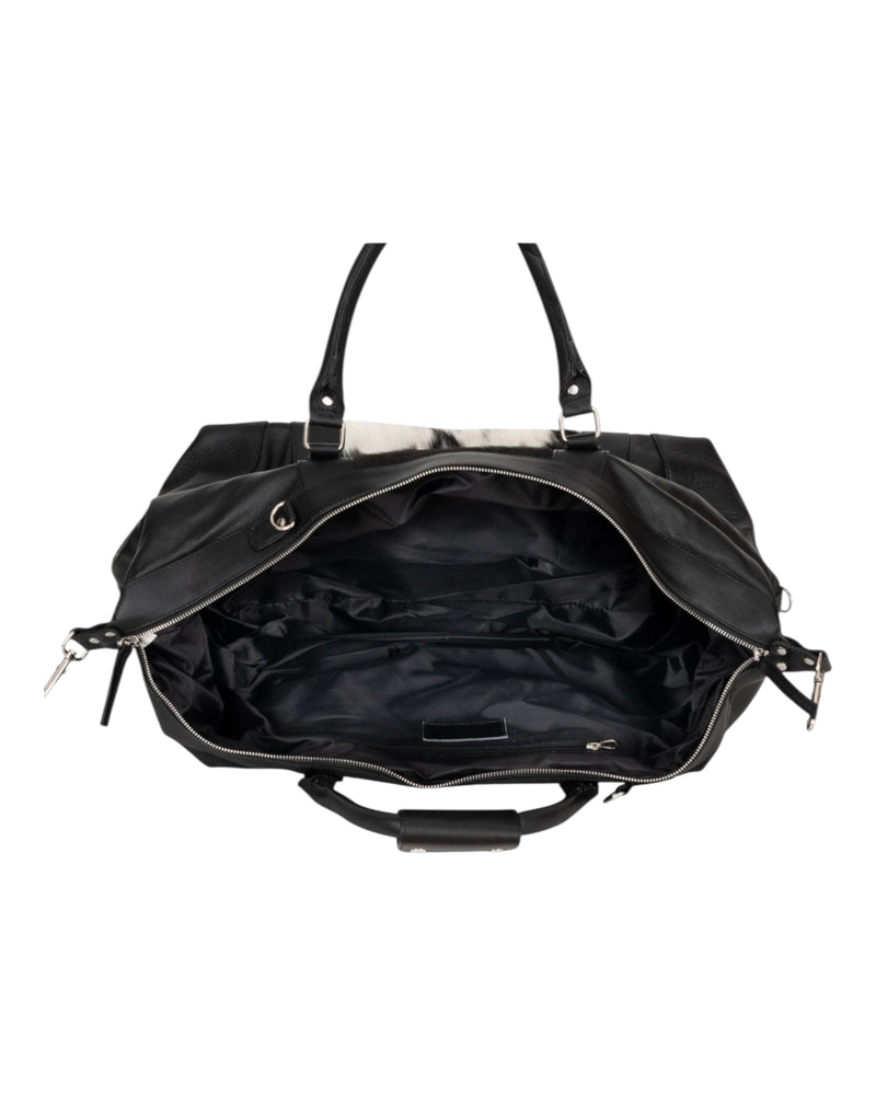 'Outback' Cowhide Weekender Duffle Bag - Black