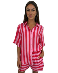 ‘Candice' Stripe Set - Pink/Red