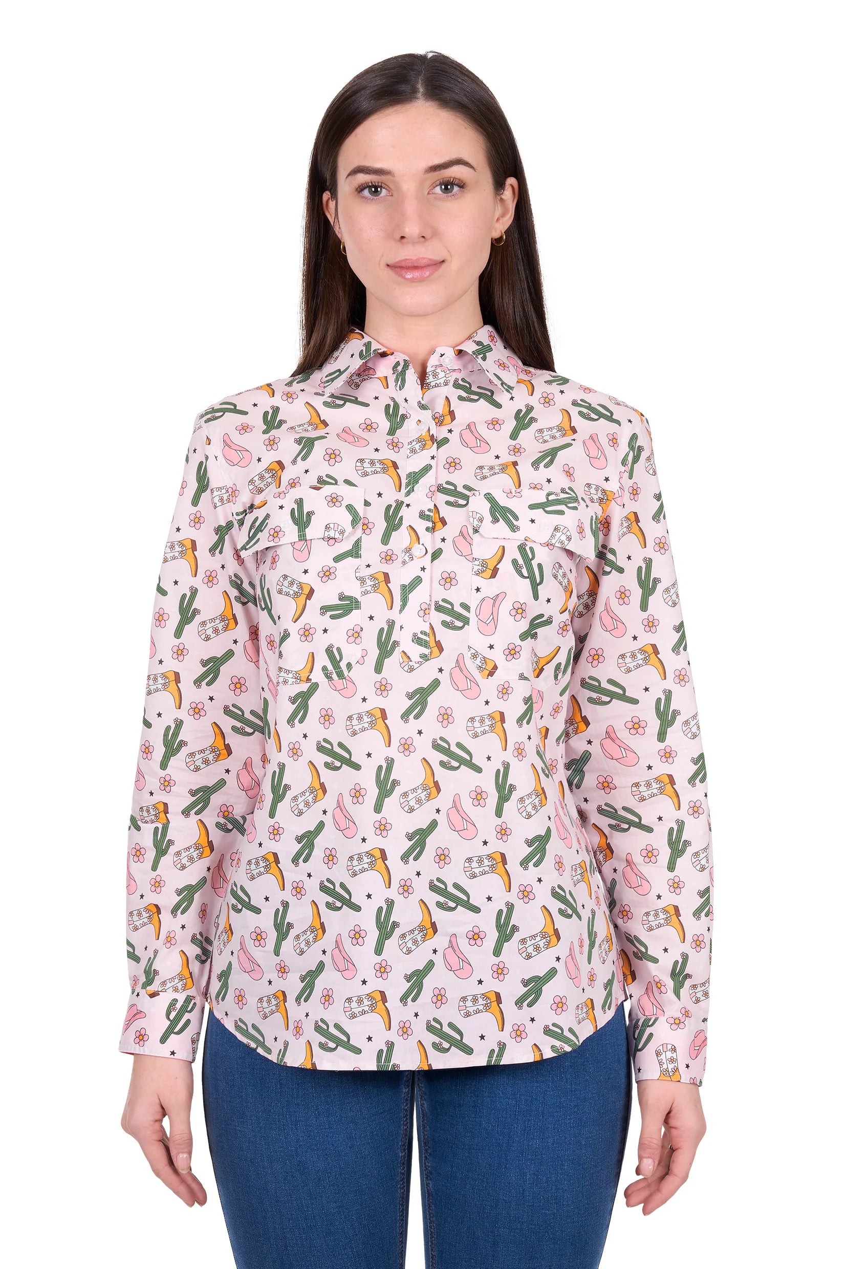 ‘Cleo' Half Placket Longsleeve Shirt