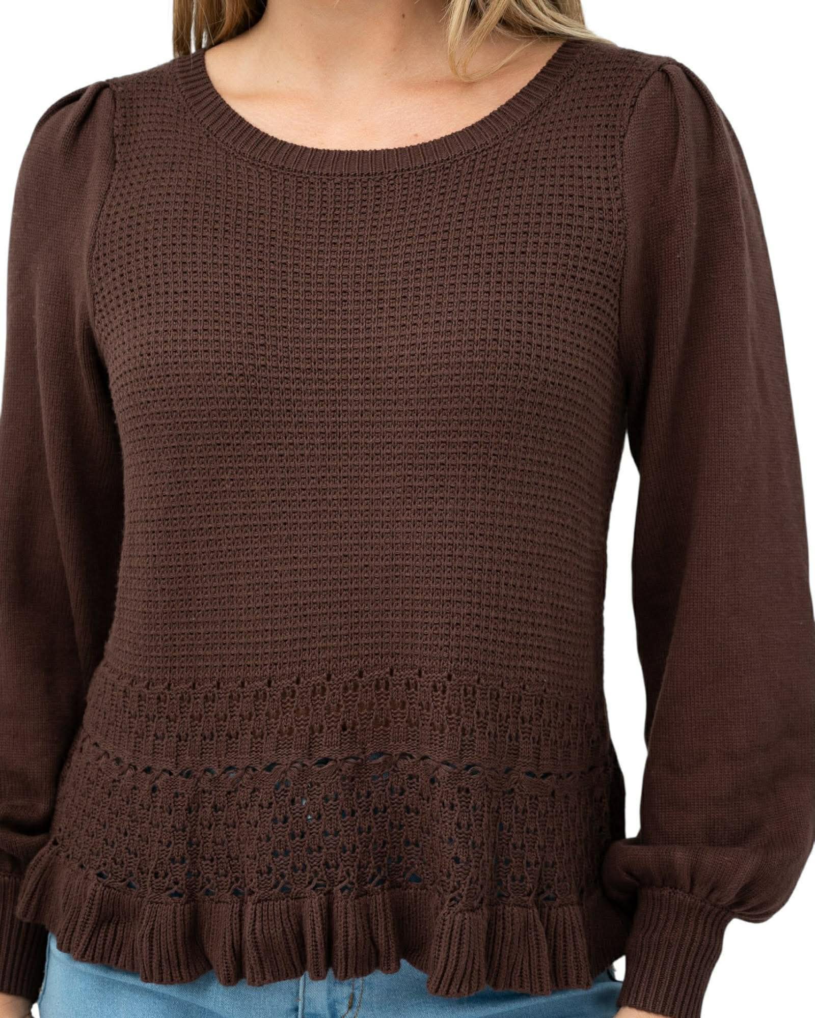 ‘Caitie' Knit Top - Choc