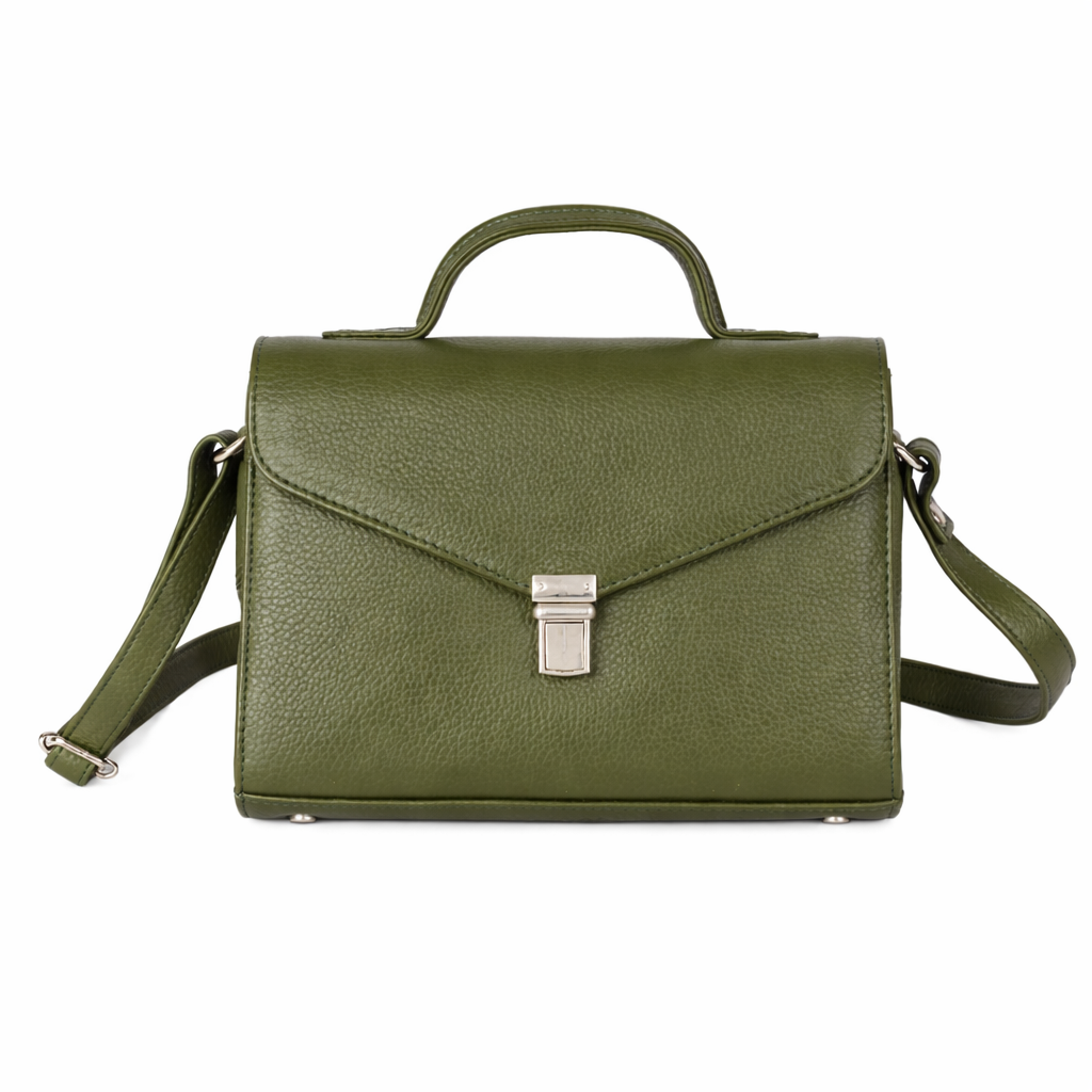 ‘Harper' Leather Crossbody Bag – Olive Green