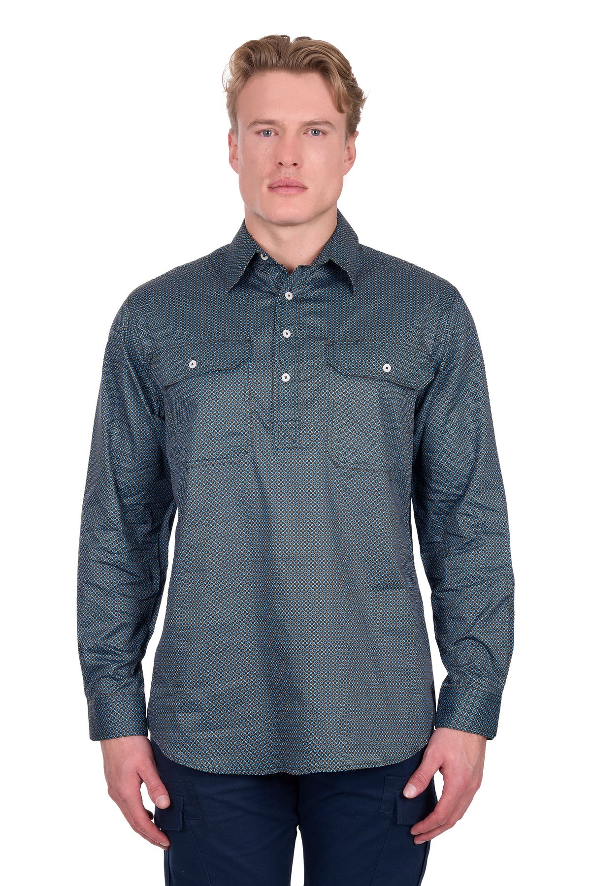‘Blake' Longsleeve Shirt - Black/Blue