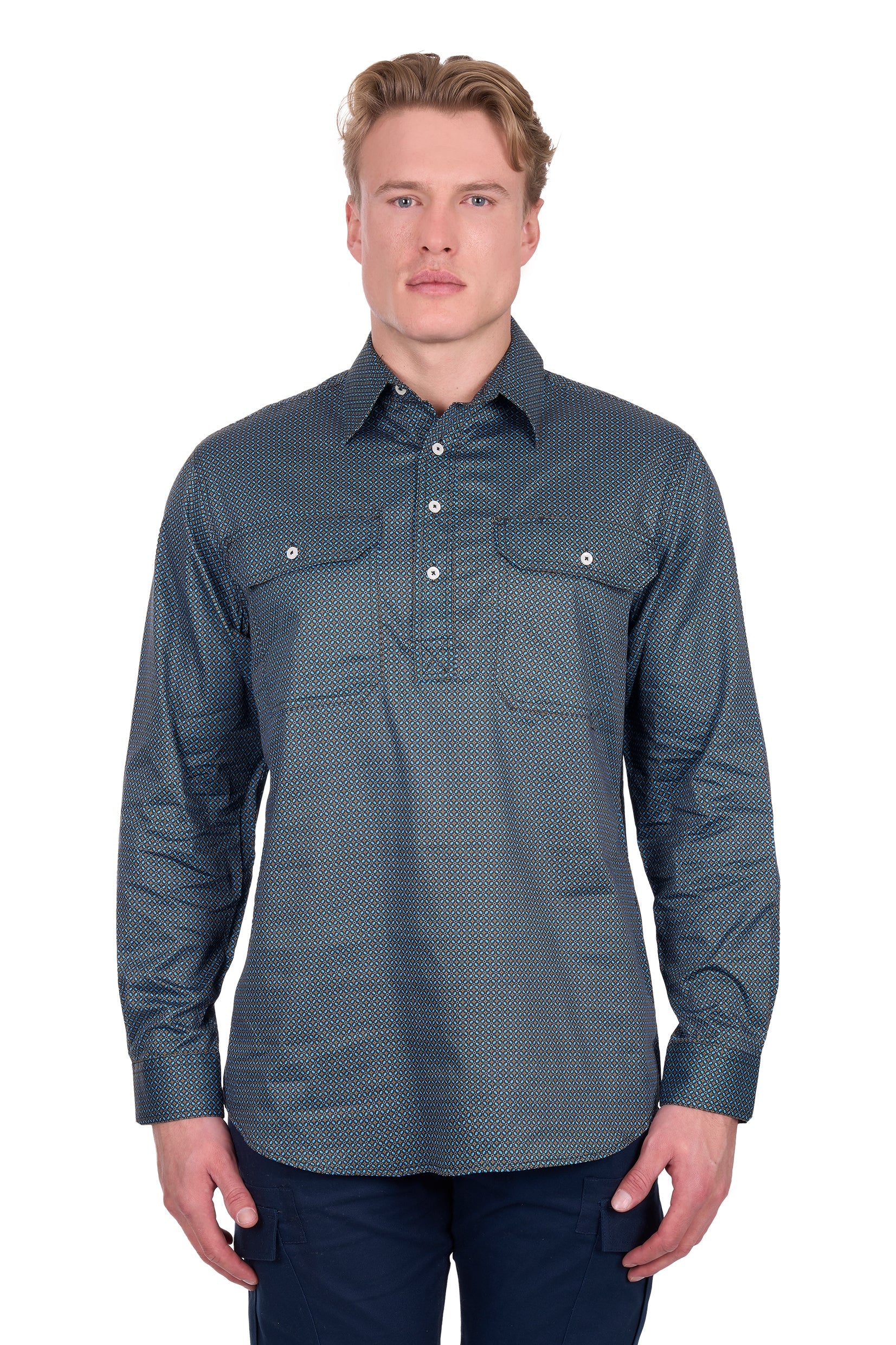 [SALE] ‘Blake' Longsleeve Shirt - Black/Blue