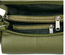 ‘Harper' Leather Crossbody Bag – Olive Green