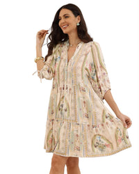 ‘Jess' Vintage Print Dress - Pink/Sage