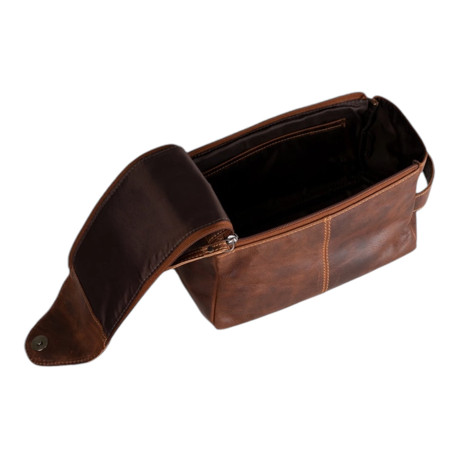 ‘Darwin' Leather Travel Wash Bag - Sandel
