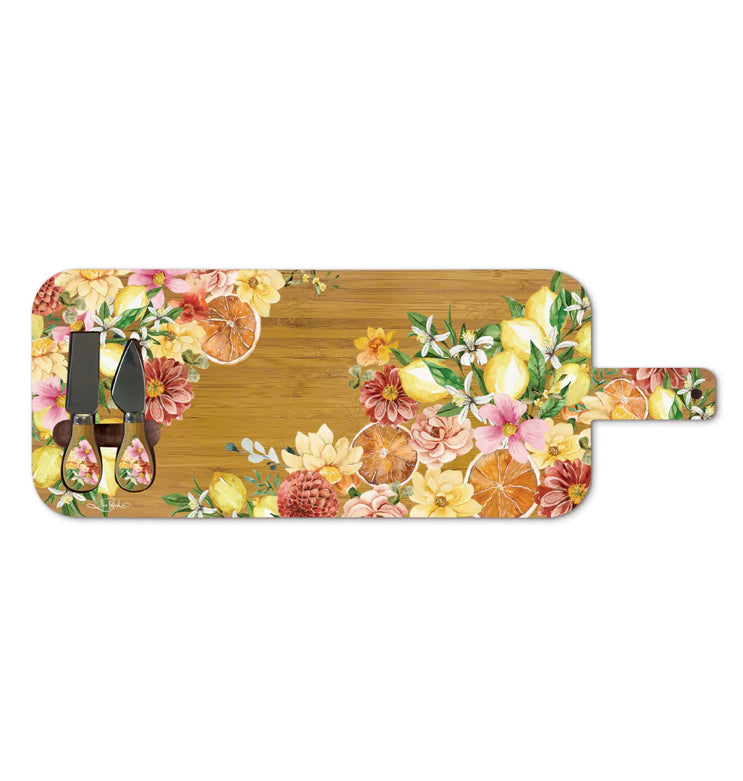 Large Bamboo Grazing Board with Cheese Knives - Citrus