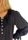 'Elle' Blouse - Black (Extended Sizes)