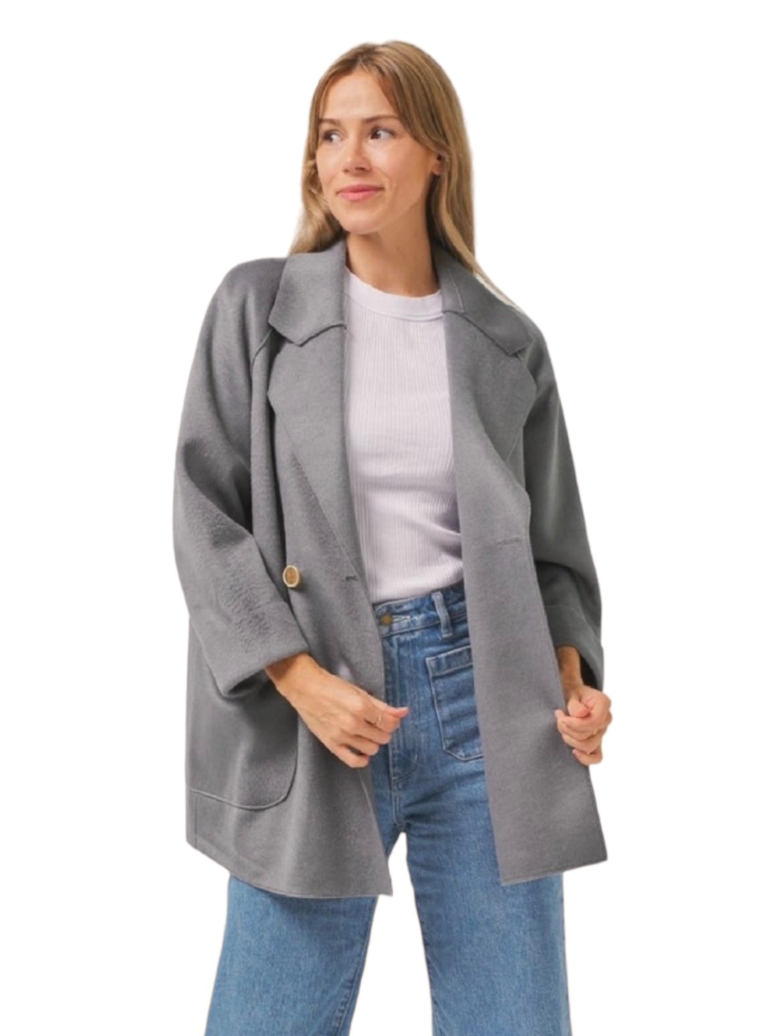 'Eva' Wool Coat - Dark Sage