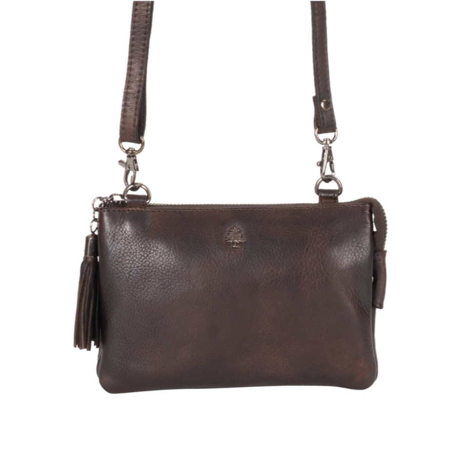 Leather Clutch/Crossbody Bag - Brown