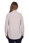 'Sara' Half Placket Long Sleeve Shirt - Natural Gingham