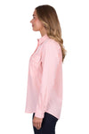 'Jen' Half Placket Long Sleeve Shirt - Coral Gingham