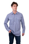 'Coney' Half Placket Long Sleeve Shirt - Navy