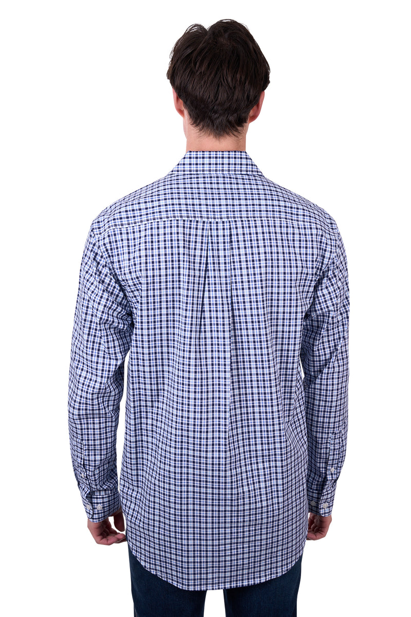 'Coney' Half Placket Long Sleeve Shirt - Navy