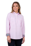 'Milly' Half Placket Long Sleeve Shirt - Pale Pink