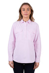 'Milly' Half Placket Long Sleeve Shirt - Pale Pink