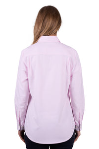'Milly' Half Placket Long Sleeve Shirt - Pale Pink