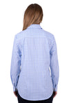 'Rux' Half Placket Long Sleeve Shirt - Blue Gingham