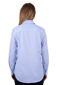'Rux' Half Placket Long Sleeve Shirt - Blue Gingham