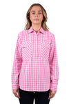 'Melly' Half Placket Long Sleeve Shirt - Pink Gingham