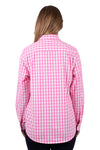 'Melly' Half Placket Long Sleeve Shirt - Pink Gingham