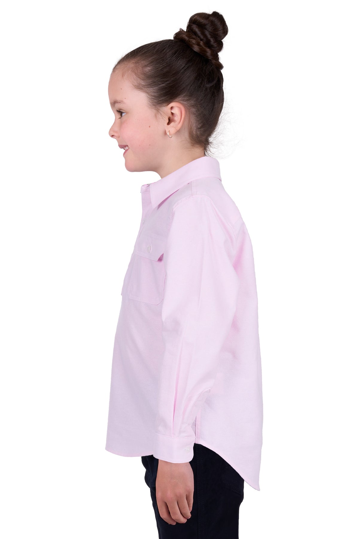 'Milly' Half Button Longsleeve Shirt - Pale Pink