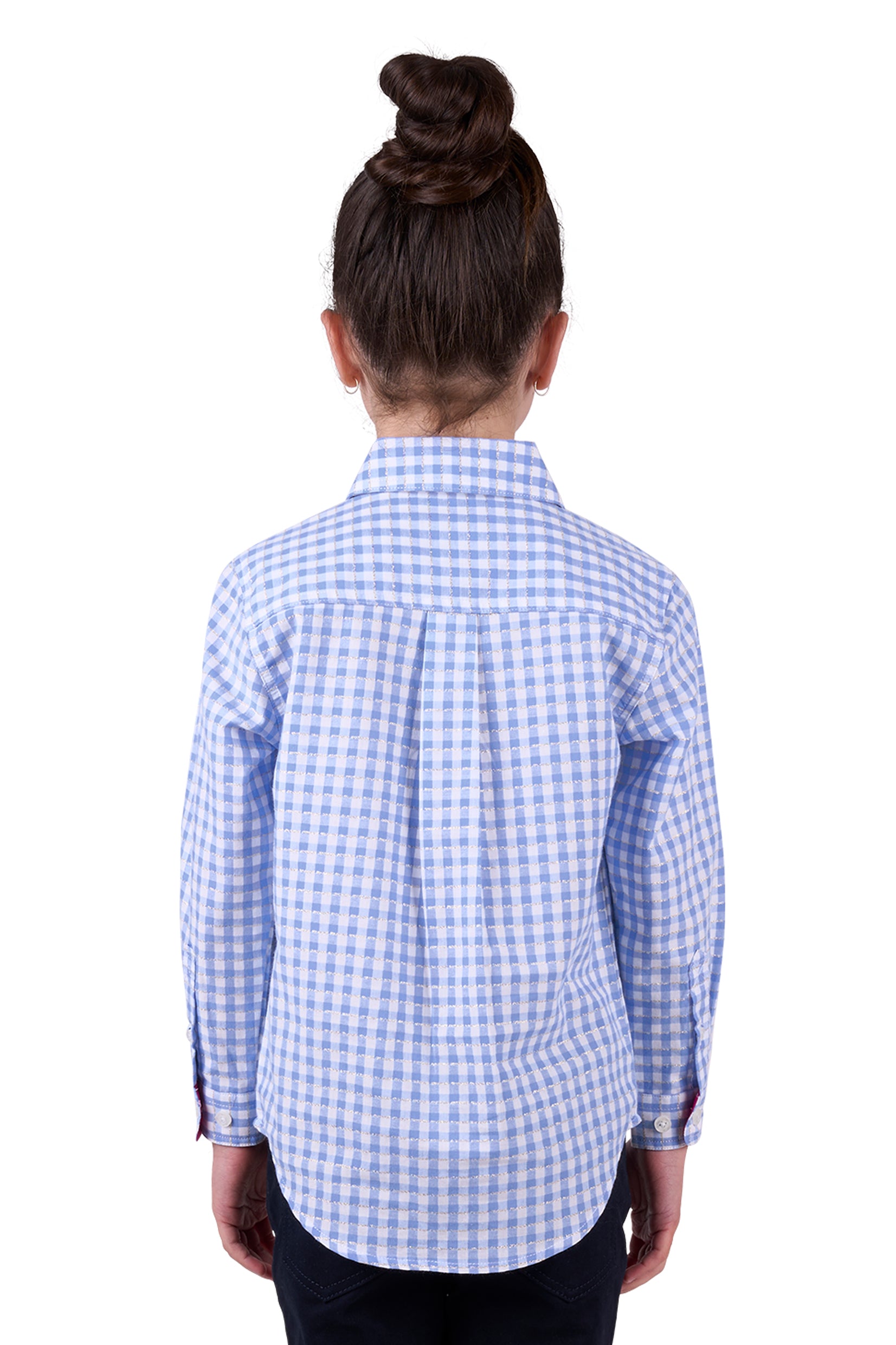 'Rux' Half Button Longsleeve Shirt - Blue Gingham