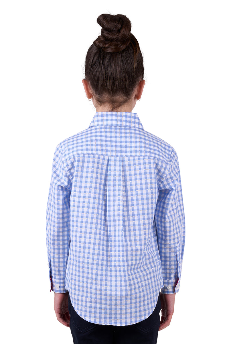 'Rux' Half Button Longsleeve Shirt - Blue Gingham