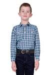 'Rui' Half Button Longsleeve Shirt - Teal/Navy