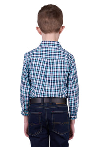 'Rui' Half Button Longsleeve Shirt - Teal/Navy