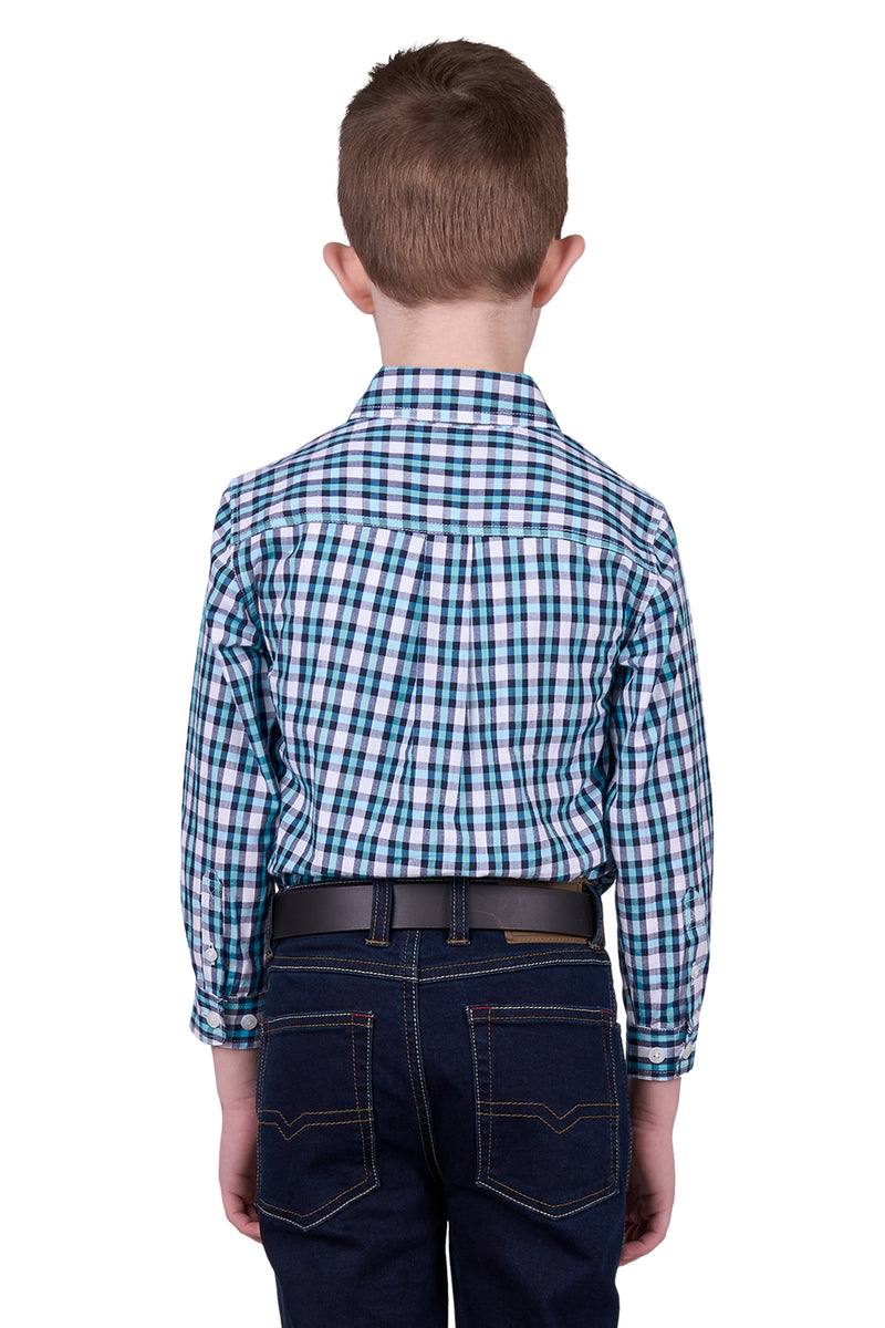 'Rui' Half Button Longsleeve Shirt - Teal/Navy