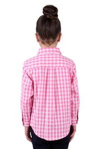 'Melly' Half Button Longsleeve Shirt - Pink Gingham