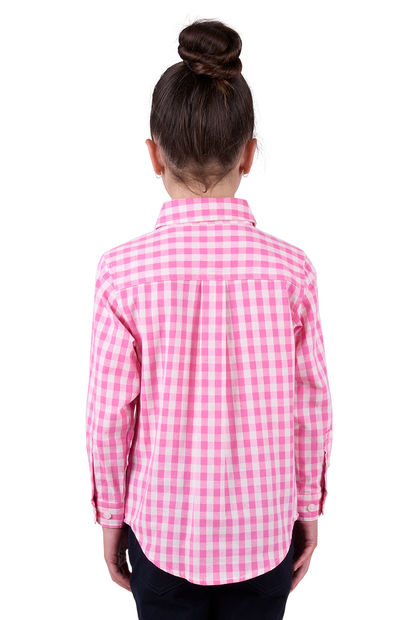 'Melly' Half Button Longsleeve Shirt - Pink Gingham