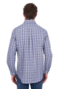 'Brooks' Half Button Longsleeve Shirt - Blue/White