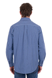 'Wyatt' Half Button Longsleeve Shirt - Blue