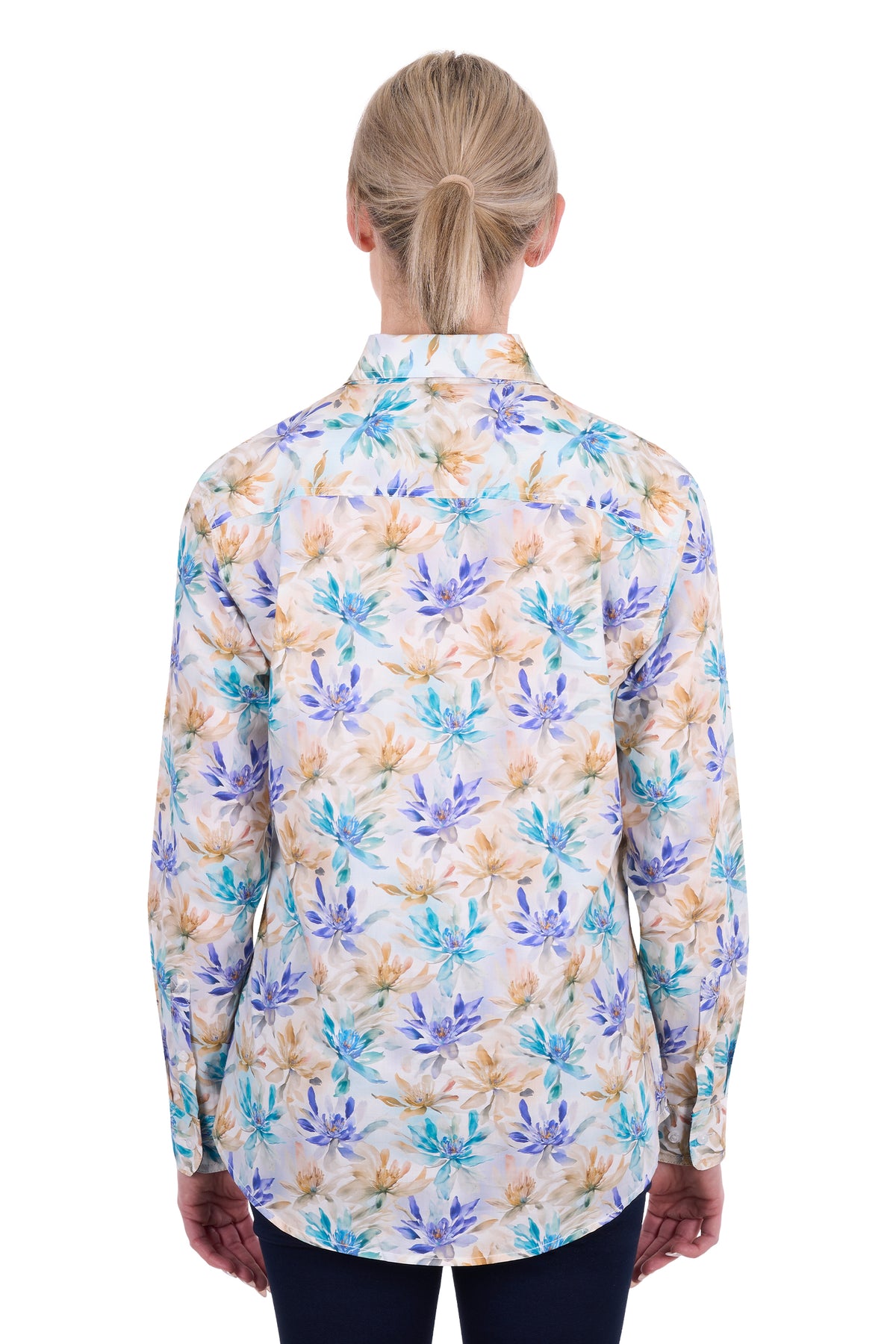 ‘Meadow' Half Placket Longsleeve Shirt - Blue Multi