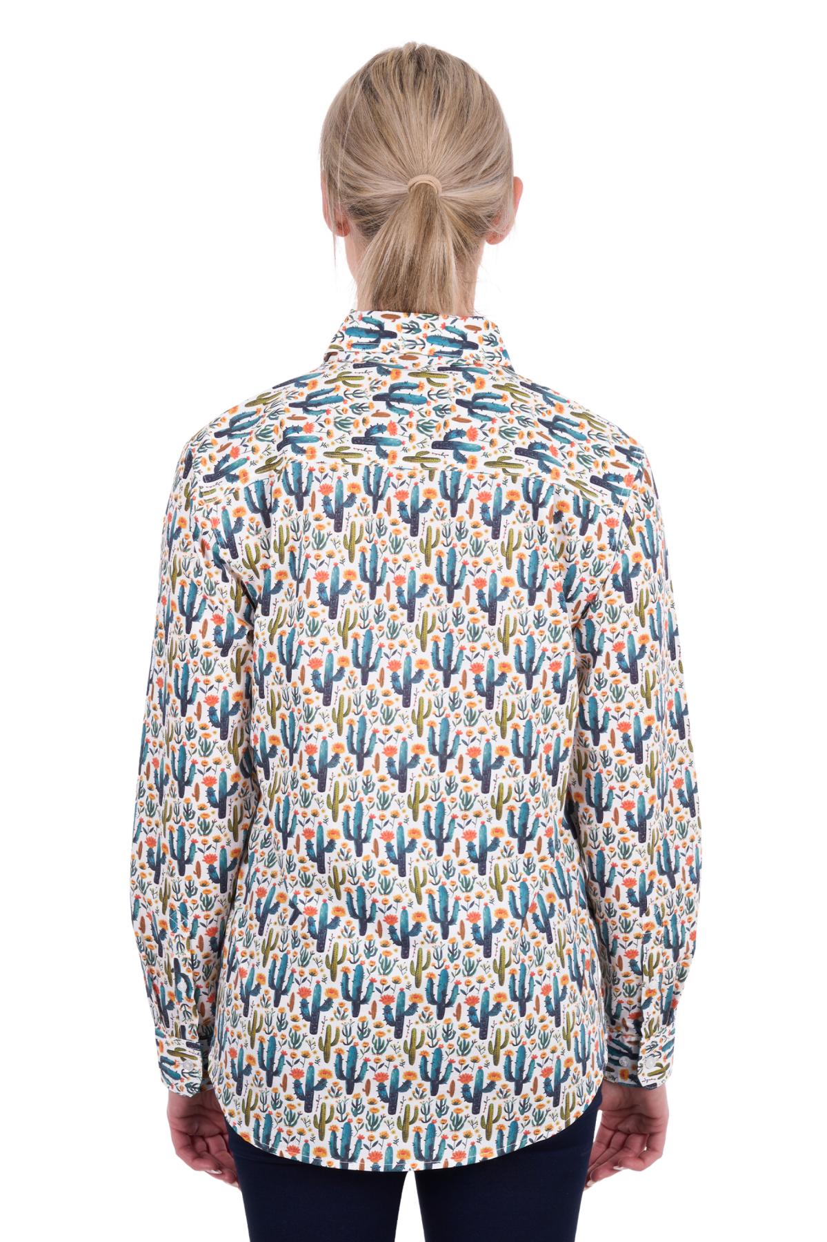 'Alba' Half Placket Longsleeve Shirt - Teal/Green