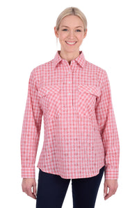 'Raquel' Half Placket Longsleeve Shirt - Rose Pink