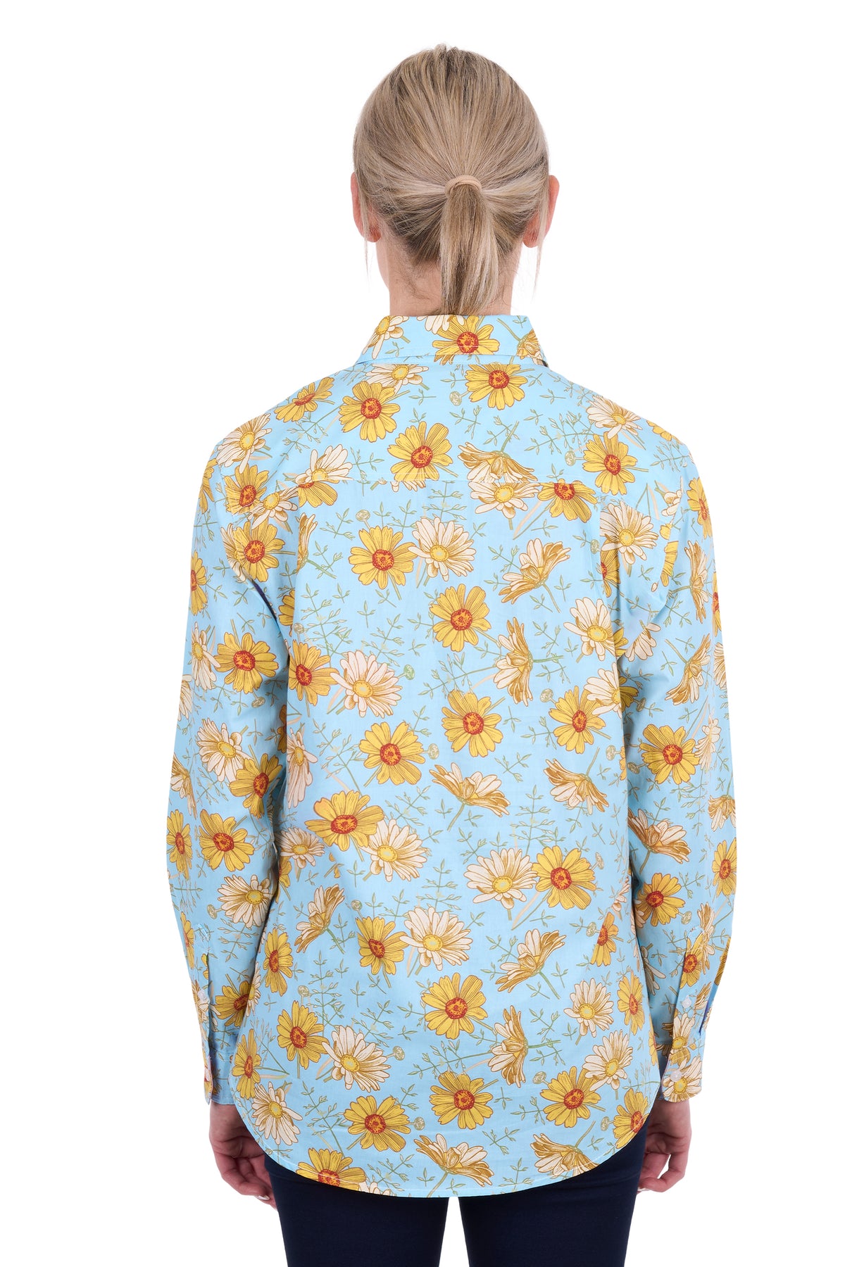 'Sunday' Half Placket Longsleeve Shirt - Blue/Yellow