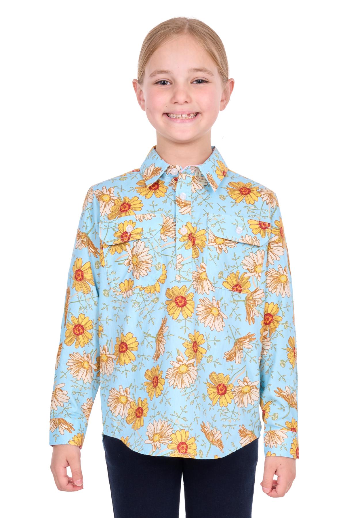 'Sunday’ Half Placket Shirt - Blue/Yellow
