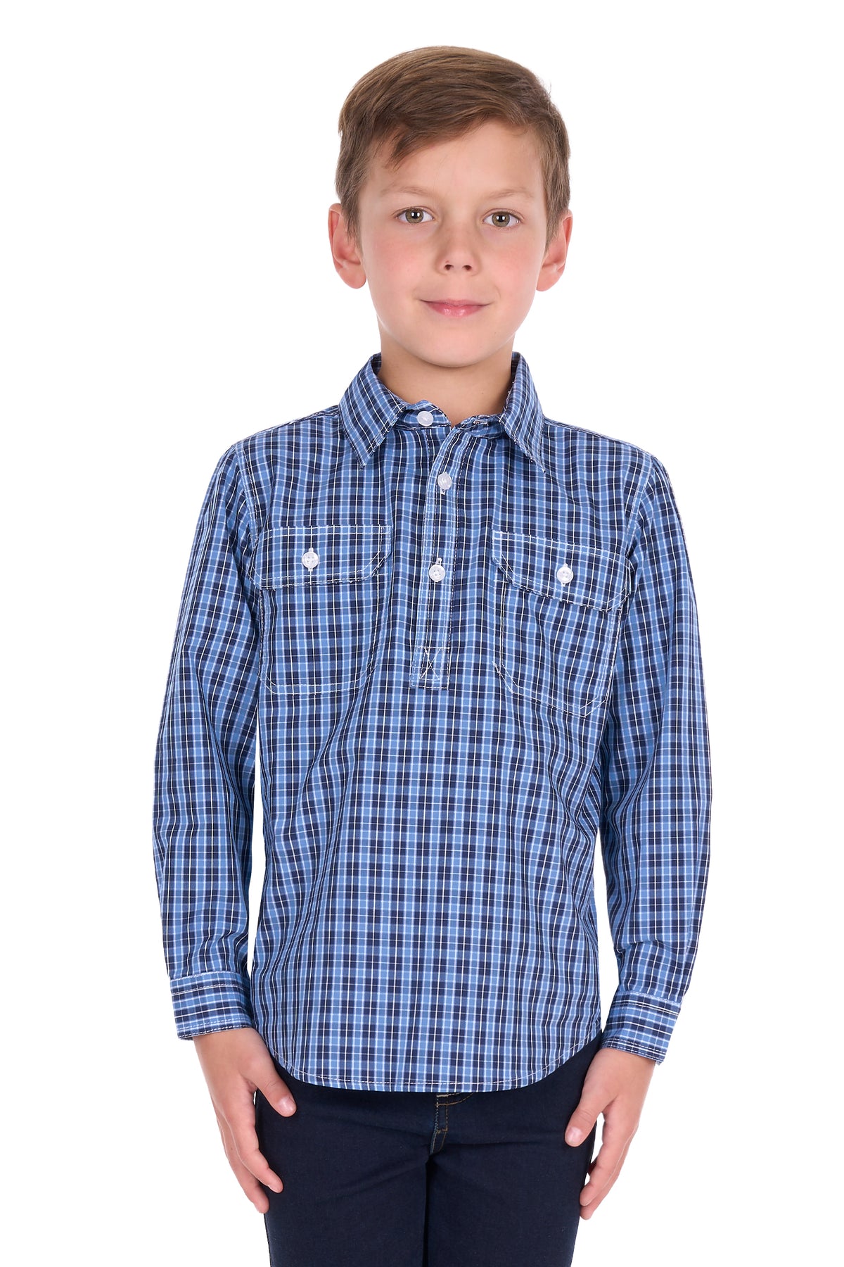 'Wyatt’ Half Placket Shirt - Blue