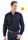 Mens Half Button Workshirt - Dark Navy