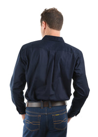 Mens Half Button Workshirt - Dark Navy