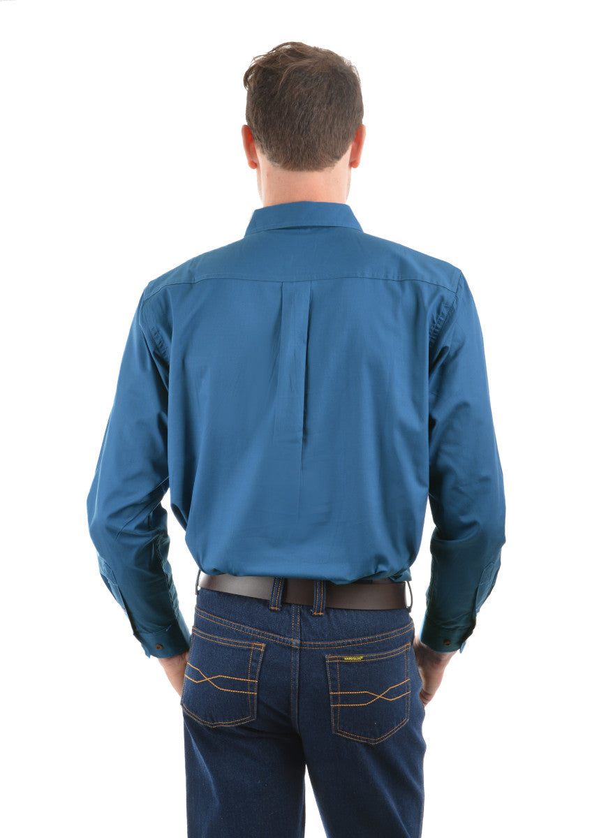 Mens Half Button Workshirt - Blue River